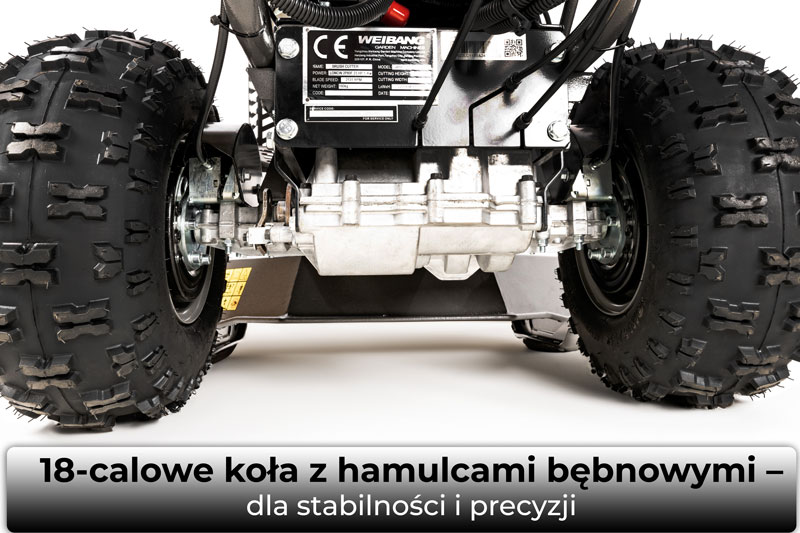 18-calowe koła z hamulcami bębnowymi w kosiarce Weibang WBBC7623LC